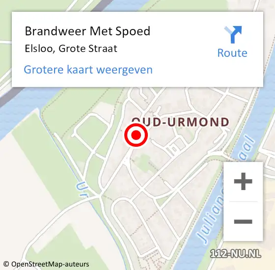 Locatie op kaart van de 112 melding: Brandweer Met Spoed Naar Elsloo, Grote Straat op 12 februari 2022 19:27