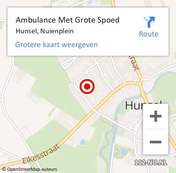 Locatie op kaart van de 112 melding: Ambulance Met Grote Spoed Naar Hunsel, Nuienplein op 12 februari 2022 19:27