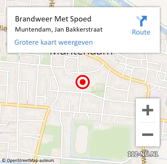 Locatie op kaart van de 112 melding: Brandweer Met Spoed Naar Muntendam, Jan Bakkerstraat op 12 februari 2022 19:33