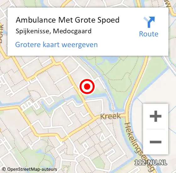 Locatie op kaart van de 112 melding: Ambulance Met Grote Spoed Naar Spijkenisse, Medocgaard op 12 februari 2022 19:54