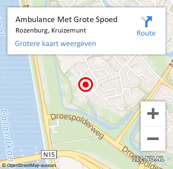 Locatie op kaart van de 112 melding: Ambulance Met Grote Spoed Naar Rozenburg, Kruizemunt op 12 februari 2022 19:57