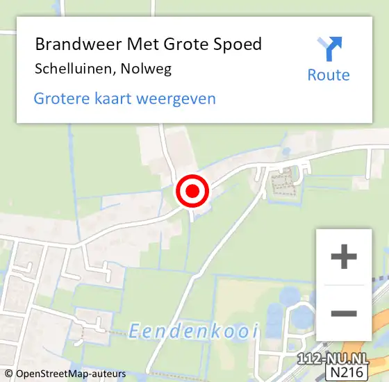 Locatie op kaart van de 112 melding: Brandweer Met Grote Spoed Naar Schelluinen, Nolweg op 12 februari 2022 19:59