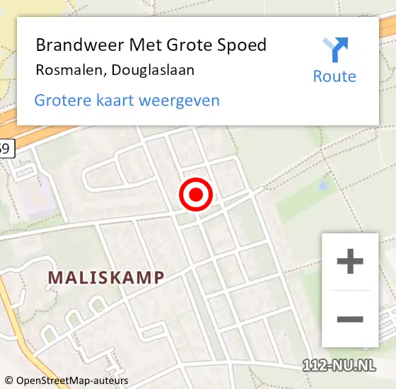 Locatie op kaart van de 112 melding: Brandweer Met Grote Spoed Naar Rosmalen, Douglaslaan op 12 februari 2022 20:05