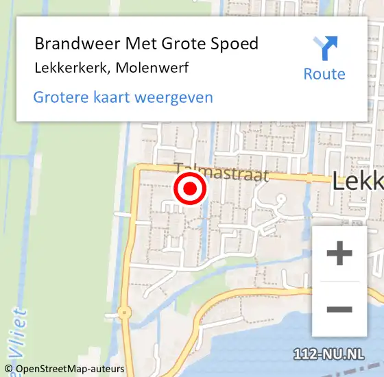 Locatie op kaart van de 112 melding: Brandweer Met Grote Spoed Naar Lekkerkerk, Molenwerf op 12 februari 2022 20:09