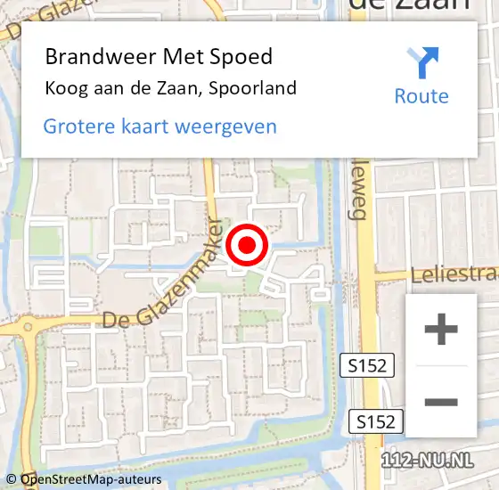 Locatie op kaart van de 112 melding: Brandweer Met Spoed Naar Koog aan de Zaan, Spoorland op 12 februari 2022 20:11