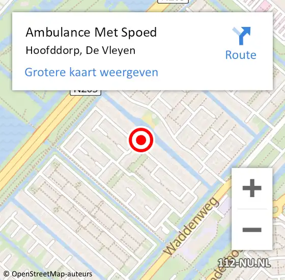 Locatie op kaart van de 112 melding: Ambulance Met Spoed Naar Hoofddorp, De Vleyen op 12 februari 2022 20:11