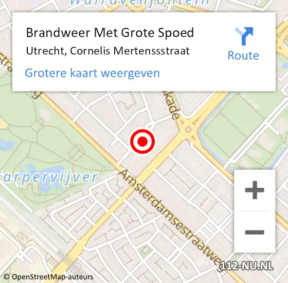 Locatie op kaart van de 112 melding: Brandweer Met Grote Spoed Naar Utrecht, Cornelis Mertenssstraat op 12 februari 2022 20:13