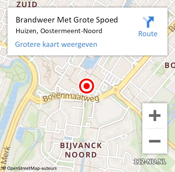 Locatie op kaart van de 112 melding: Brandweer Met Grote Spoed Naar Huizen, Oostermeent-Noord op 12 februari 2022 20:15