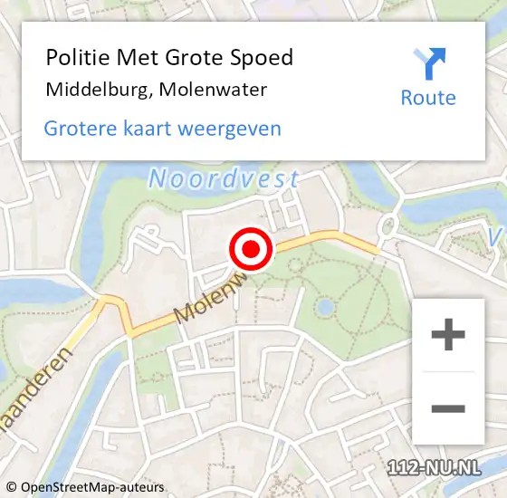 Locatie op kaart van de 112 melding: Politie Met Grote Spoed Naar Middelburg, Molenwater op 12 februari 2022 20:36