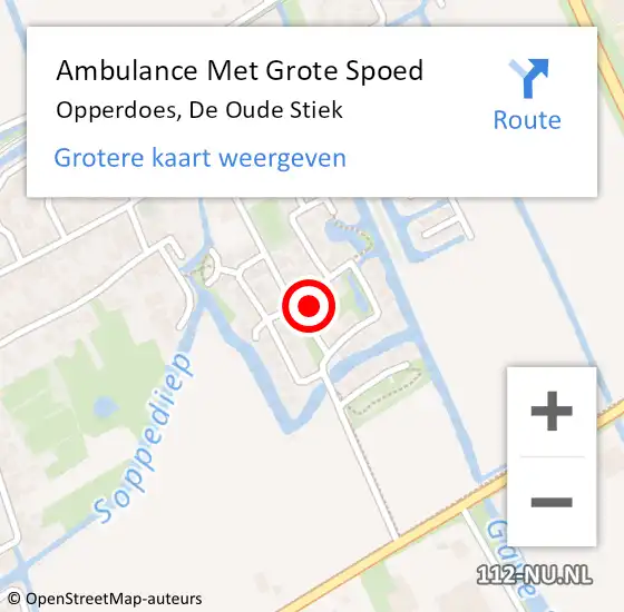 Locatie op kaart van de 112 melding: Ambulance Met Grote Spoed Naar Opperdoes, De Oude Stiek op 12 februari 2022 20:41