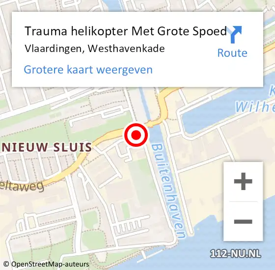 Locatie op kaart van de 112 melding: Trauma helikopter Met Grote Spoed Naar Vlaardingen, Westhavenkade op 12 februari 2022 20:42