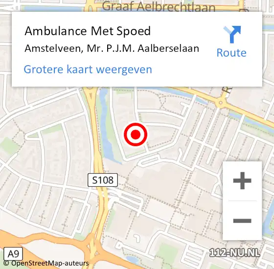 Locatie op kaart van de 112 melding: Ambulance Met Spoed Naar Amstelveen, Mr. P.J.M. Aalberselaan op 12 februari 2022 20:48