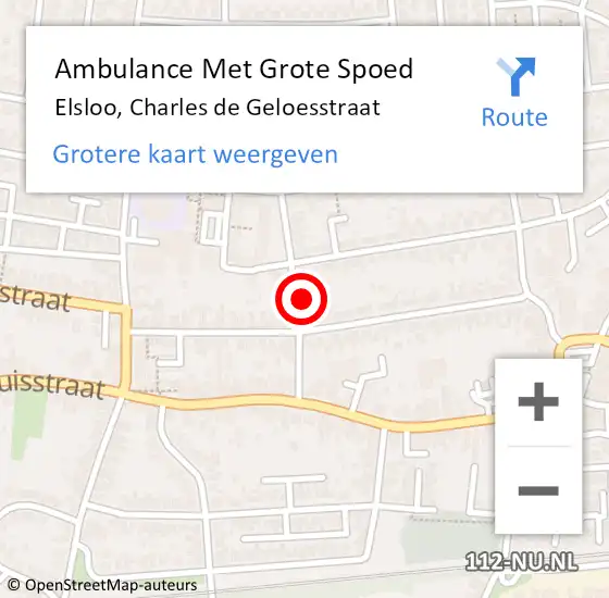 Locatie op kaart van de 112 melding: Ambulance Met Grote Spoed Naar Elsloo, Charles de Geloesstraat op 8 juli 2014 04:33