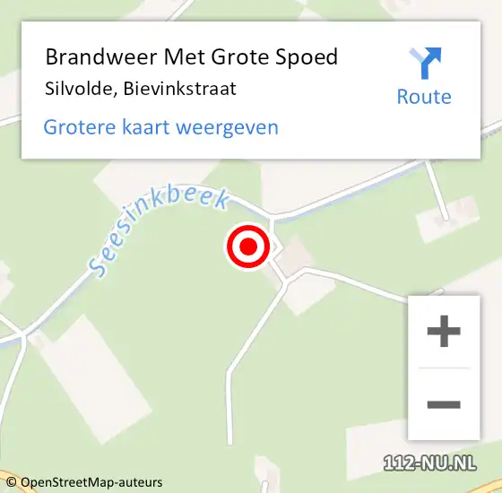 Locatie op kaart van de 112 melding: Brandweer Met Grote Spoed Naar Silvolde, Bievinkstraat op 12 februari 2022 21:08