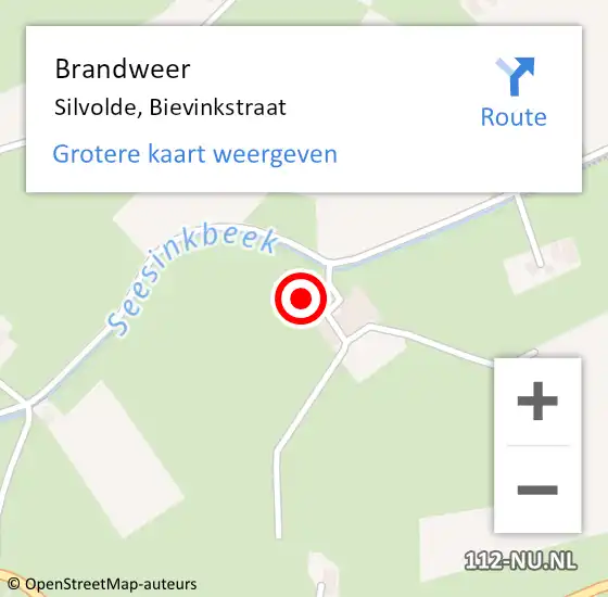 Locatie op kaart van de 112 melding: Brandweer Silvolde, Bievinkstraat op 12 februari 2022 21:09