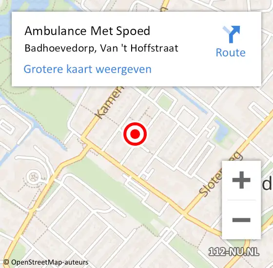 Locatie op kaart van de 112 melding: Ambulance Met Spoed Naar Badhoevedorp, Van 't Hoffstraat op 12 februari 2022 21:22