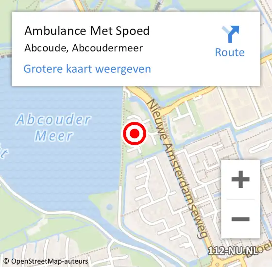 Locatie op kaart van de 112 melding: Ambulance Met Spoed Naar Abcoude, Abcoudermeer op 12 februari 2022 21:37