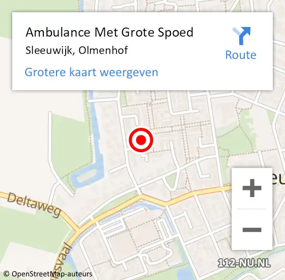 Locatie op kaart van de 112 melding: Ambulance Met Grote Spoed Naar Sleeuwijk, Olmenhof op 8 juli 2014 04:54