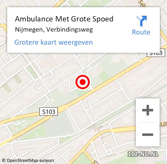 Locatie op kaart van de 112 melding: Ambulance Met Grote Spoed Naar Nijmegen, Verbindingsweg op 12 februari 2022 21:51