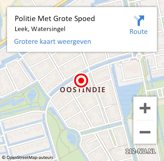 Locatie op kaart van de 112 melding: Politie Met Grote Spoed Naar Leek, Watersingel op 12 februari 2022 22:27