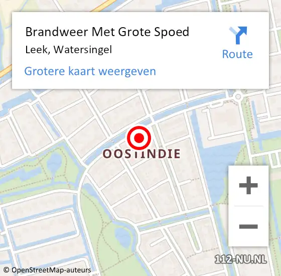 Locatie op kaart van de 112 melding: Brandweer Met Grote Spoed Naar Leek, Watersingel op 12 februari 2022 22:27