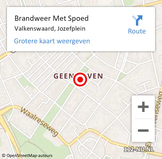 Locatie op kaart van de 112 melding: Brandweer Met Spoed Naar Valkenswaard, Jozefplein op 12 februari 2022 22:43