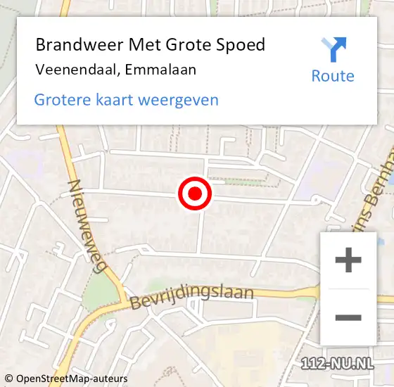 Locatie op kaart van de 112 melding: Brandweer Met Grote Spoed Naar Veenendaal, Emmalaan op 12 februari 2022 22:56