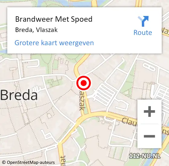 Locatie op kaart van de 112 melding: Brandweer Met Spoed Naar Breda, Vlaszak op 12 februari 2022 23:12