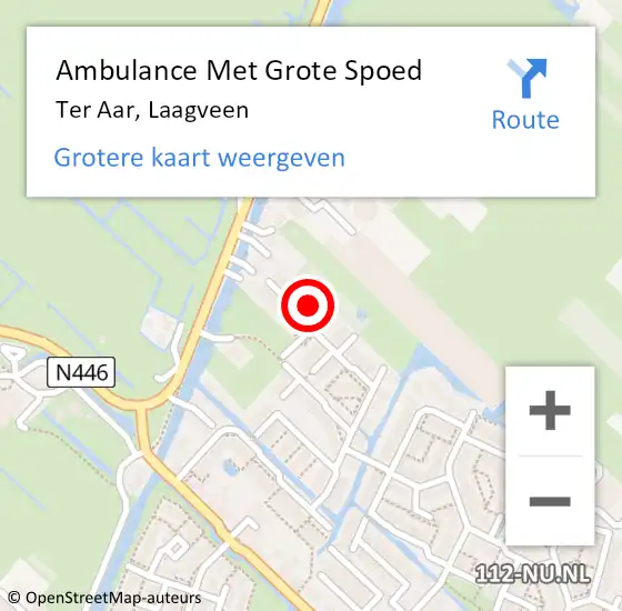 Locatie op kaart van de 112 melding: Ambulance Met Grote Spoed Naar Ter Aar, Laagveen op 12 februari 2022 23:40