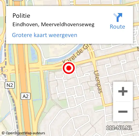 Locatie op kaart van de 112 melding: Politie Eindhoven, Meerveldhovenseweg op 12 februari 2022 23:46