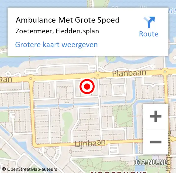 Locatie op kaart van de 112 melding: Ambulance Met Grote Spoed Naar Zoetermeer, Fledderusplan op 13 februari 2022 00:53