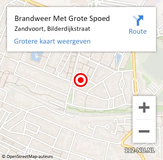 Locatie op kaart van de 112 melding: Brandweer Met Grote Spoed Naar Zandvoort, Bilderdijkstraat op 13 februari 2022 00:54