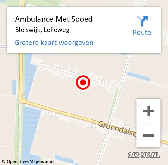 Locatie op kaart van de 112 melding: Ambulance Met Spoed Naar Bleiswijk, Lelieweg op 13 februari 2022 00:56