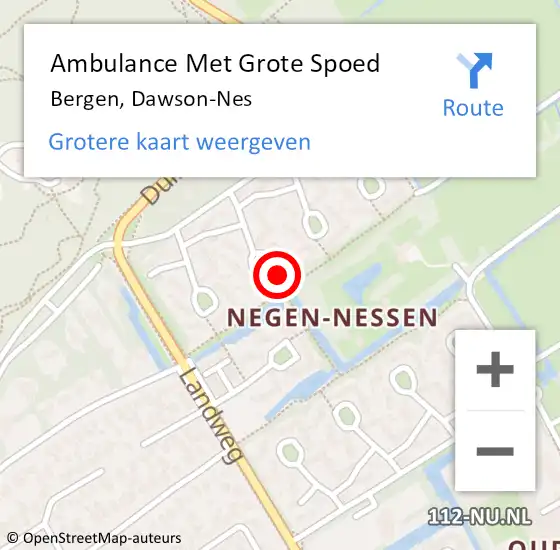 Locatie op kaart van de 112 melding: Ambulance Met Grote Spoed Naar Bergen, Dawson-Nes op 13 februari 2022 01:07