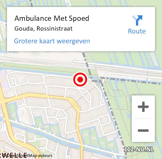 Locatie op kaart van de 112 melding: Ambulance Met Spoed Naar Gouda, Rossinistraat op 13 februari 2022 01:12