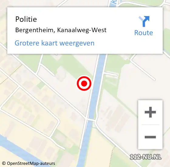 Locatie op kaart van de 112 melding: Politie Bergentheim, Kanaalweg-West op 13 februari 2022 01:24