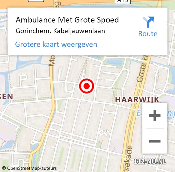 Locatie op kaart van de 112 melding: Ambulance Met Grote Spoed Naar Gorinchem, Kabeljauwenlaan op 13 februari 2022 01:40