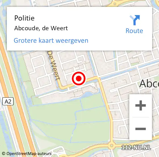 Locatie op kaart van de 112 melding: Politie Abcoude, de Weert op 13 februari 2022 01:46