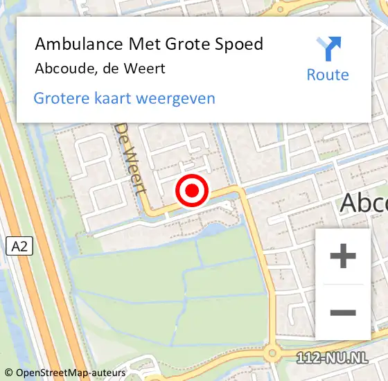 Locatie op kaart van de 112 melding: Ambulance Met Grote Spoed Naar Abcoude, de Weert op 13 februari 2022 01:50