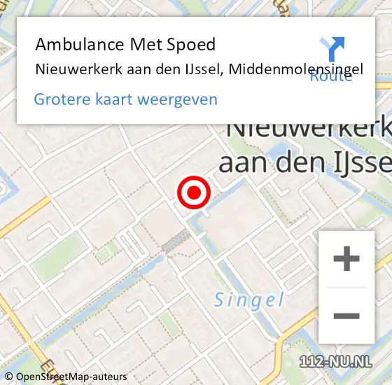 Locatie op kaart van de 112 melding: Ambulance Met Spoed Naar Nieuwerkerk aan den IJssel, Middenmolensingel op 13 februari 2022 01:52