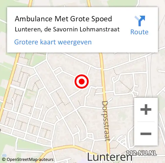 Locatie op kaart van de 112 melding: Ambulance Met Grote Spoed Naar Lunteren, de Savornin Lohmanstraat op 13 februari 2022 02:16