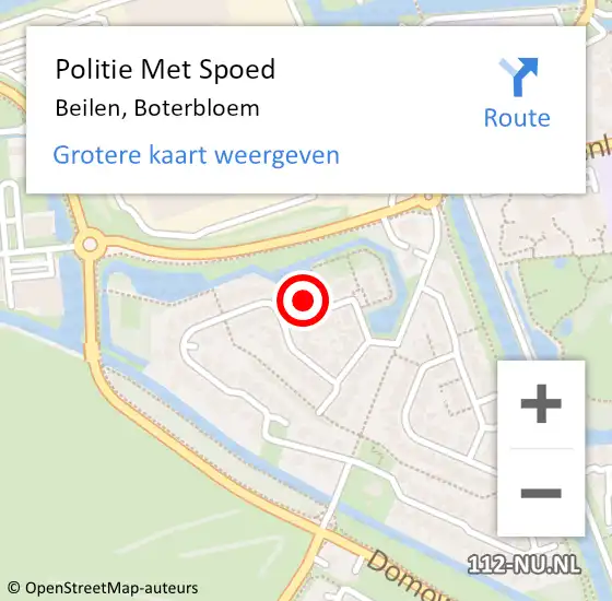 Locatie op kaart van de 112 melding: Politie Met Spoed Naar Beilen, Boterbloem op 13 februari 2022 03:40