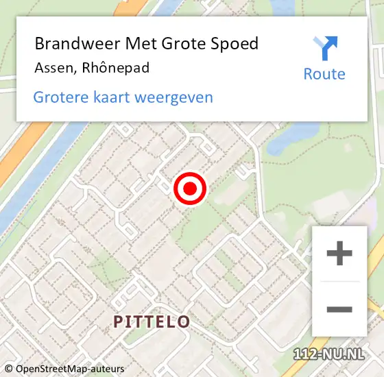 Locatie op kaart van de 112 melding: Brandweer Met Grote Spoed Naar Assen, Rhônepad op 13 februari 2022 03:54