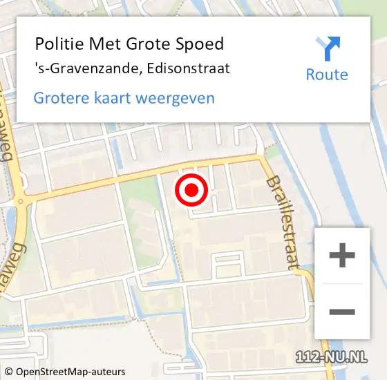 Locatie op kaart van de 112 melding: Politie Met Grote Spoed Naar 's-Gravenzande, Edisonstraat op 13 februari 2022 04:00