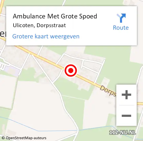 Locatie op kaart van de 112 melding: Ambulance Met Grote Spoed Naar Ulicoten, Dorpsstraat op 8 juli 2014 06:41