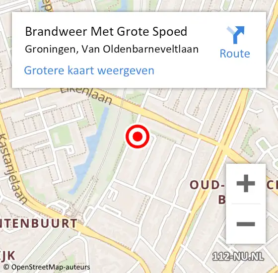 Locatie op kaart van de 112 melding: Brandweer Met Grote Spoed Naar Groningen, Van Oldenbarneveltlaan op 13 februari 2022 04:51