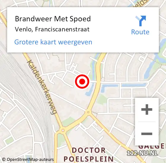 Locatie op kaart van de 112 melding: Brandweer Met Spoed Naar Venlo, Franciscanenstraat op 13 februari 2022 04:53