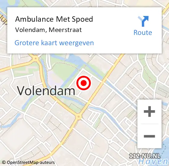 Locatie op kaart van de 112 melding: Ambulance Met Spoed Naar Volendam, Meerstraat op 13 februari 2022 05:00