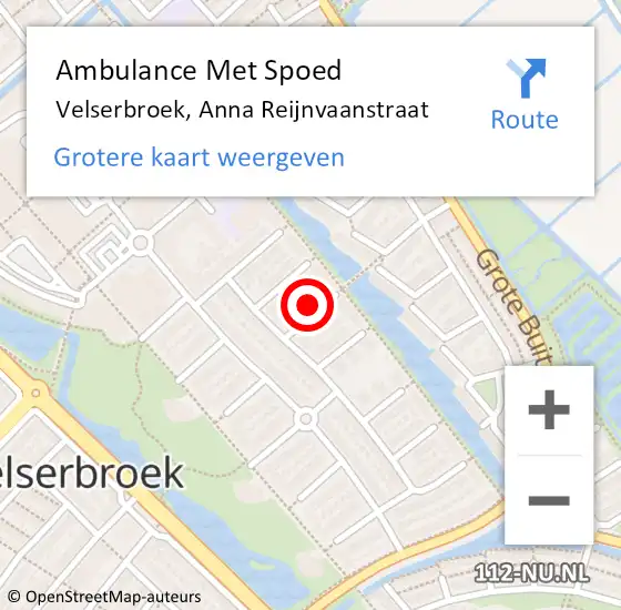 Locatie op kaart van de 112 melding: Ambulance Met Spoed Naar Velserbroek, Anna Reijnvaanstraat op 13 februari 2022 05:10