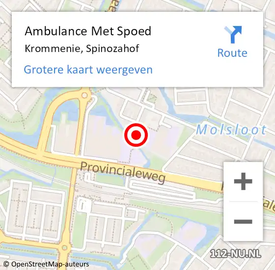 Locatie op kaart van de 112 melding: Ambulance Met Spoed Naar Krommenie, Spinozahof op 13 februari 2022 05:32